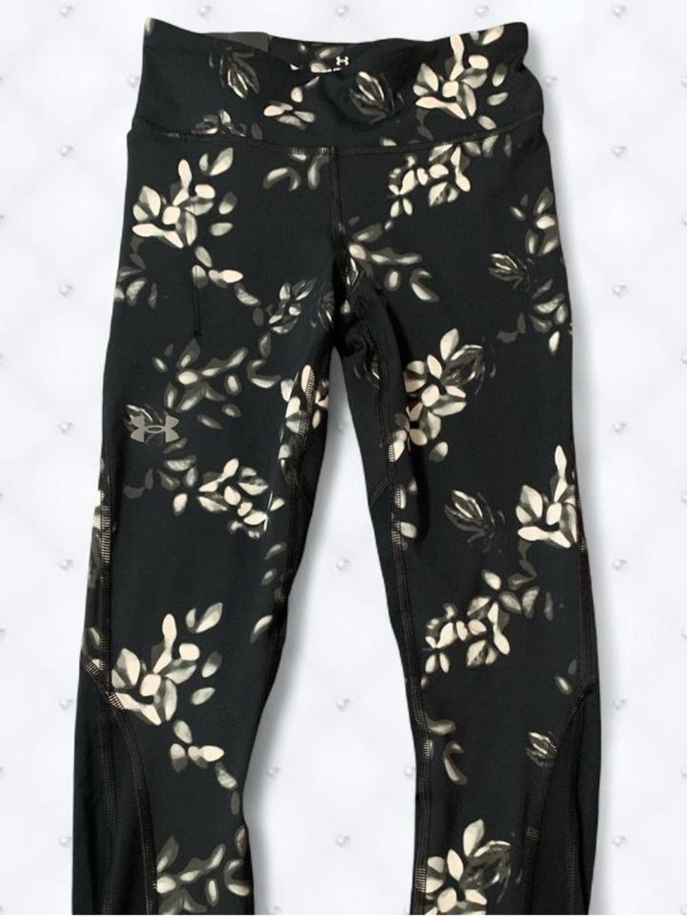 Under Armour Black Leggings with Cream Floral Print